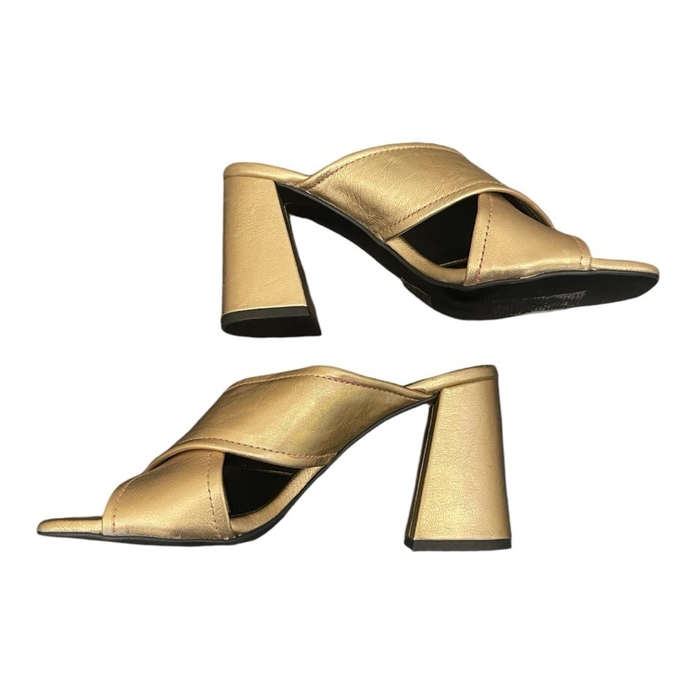 TopShop | Gold Chunky Heel Mules